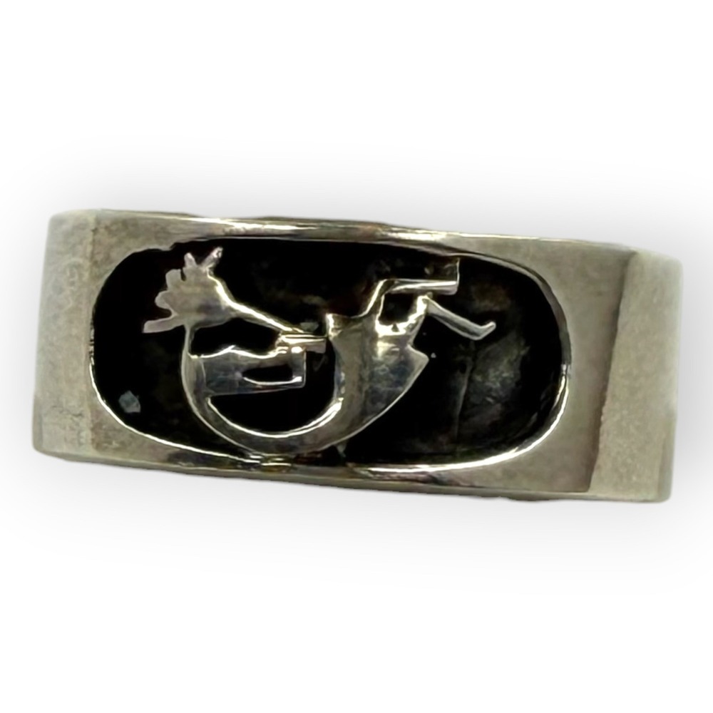 Vintage Kokopelli Band Ring Sterling Silver Size 10 Southwestern Motif